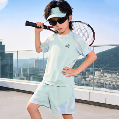 2026新款童装女童速干运动套装儿童冰丝短袖两件套男童网眼篮球服 — 2