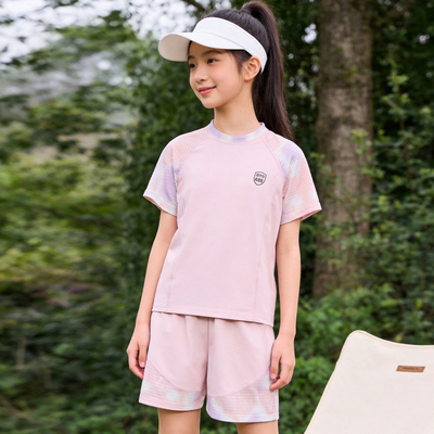 2026新款童装女童速干运动套装儿童冰丝短袖两件套男童网眼篮球服 — 3