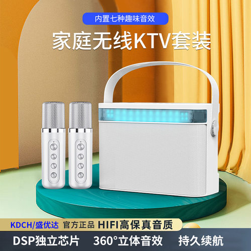 K歌神器 YS-224卡拉OK唱歌U段蓝牙KTV双麦克风音响一体机带节奏灯