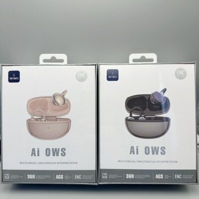 WIWU吉玛仕Ai306实时翻译耳夹式OWS降噪蓝牙耳机36小时超长续航