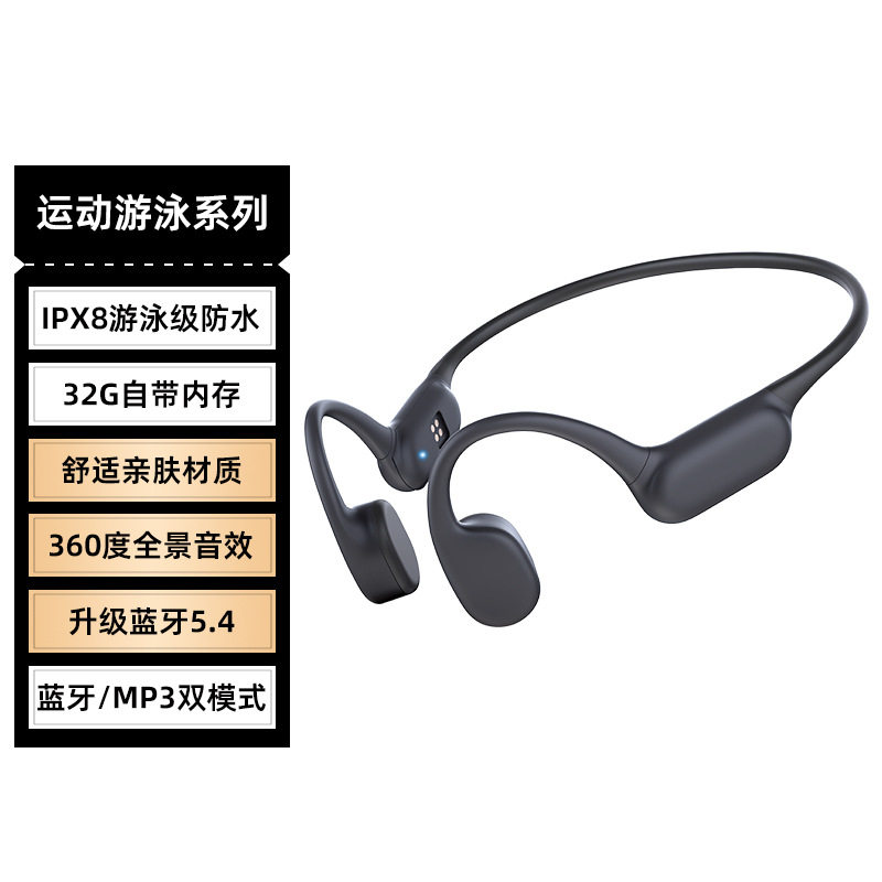 骨传导S18蓝牙耳机带32G内存长续航听音乐运动跑步2026游泳耳机