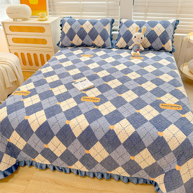 保暖牛奶绒床盖单件2025新款冬季加绒加厚珊瑚绒夹棉榻榻米床垫单