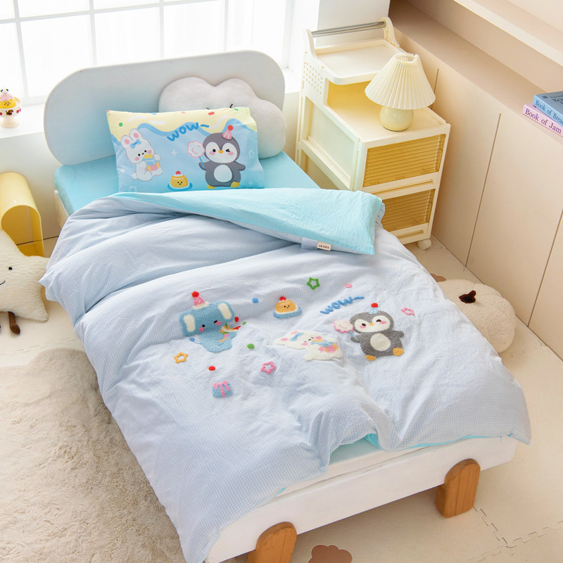 全棉水洗棉毛巾绣幼儿园套件六件