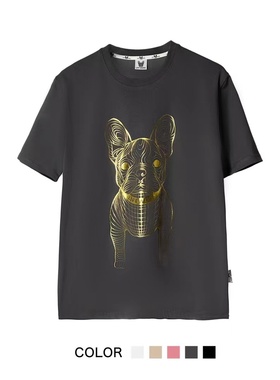 LIFEWORK狗家短袖前后烫金大狗宽松男女同款25111