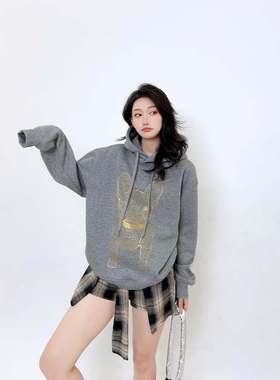 2025lifework新款冬季加绒连帽前后印花男女同款免税店正品24175