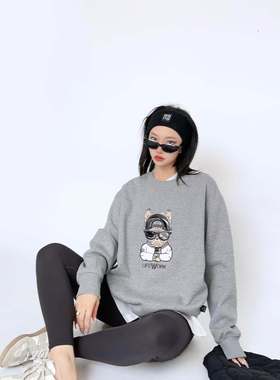 法斗正品24170加绒男女同款情侣款大标刺绣圆领舒适长袖卫衣