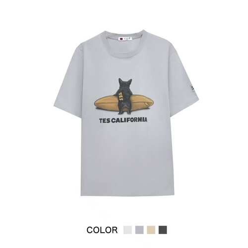 TES冲浪小狗短袖T恤男女同款