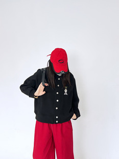 LIFEWORK法斗冬季女士开衫刺绣长袖上衣新款衬衫外套圆领棒球服