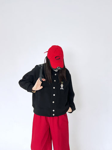 LIFEWORK法斗冬季女士开衫刺绣长袖上衣新款衬衫外套圆领棒球服