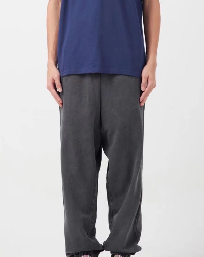 thumbnail for American-style heavy 450G cotton washed terry distressed men's sweatpants Couple loose athleisure pants tide