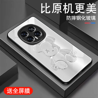 适用荣耀Magic8手机壳新款华为荣耀magic8pro钢化玻璃Honor全包保护套潮防摔男女网红高级软边卡通暴力熊外壳