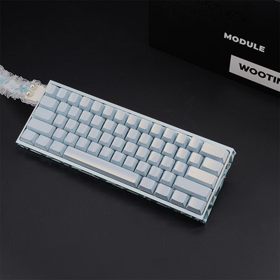 WOOTING 60HEV2满改-白&蓝镂空-珠光蓝