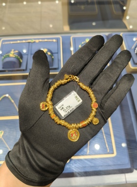 潮宏基珠宝代购臻金臻藏黄财神盘缠手链足金手链黄金手链送女朋友