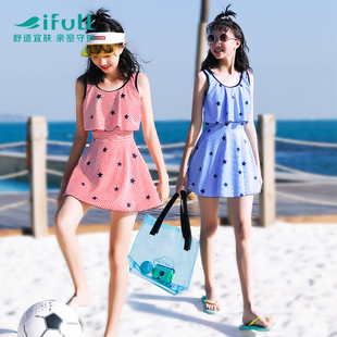 宜肤女大童泳衣中大童2026新款 防晒儿童女孩少女初中生12岁洋气装