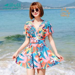 微胖女孩遮肉泡温泉连体游泳装 宜肤女士泳衣2026新款 显瘦遮肚大码