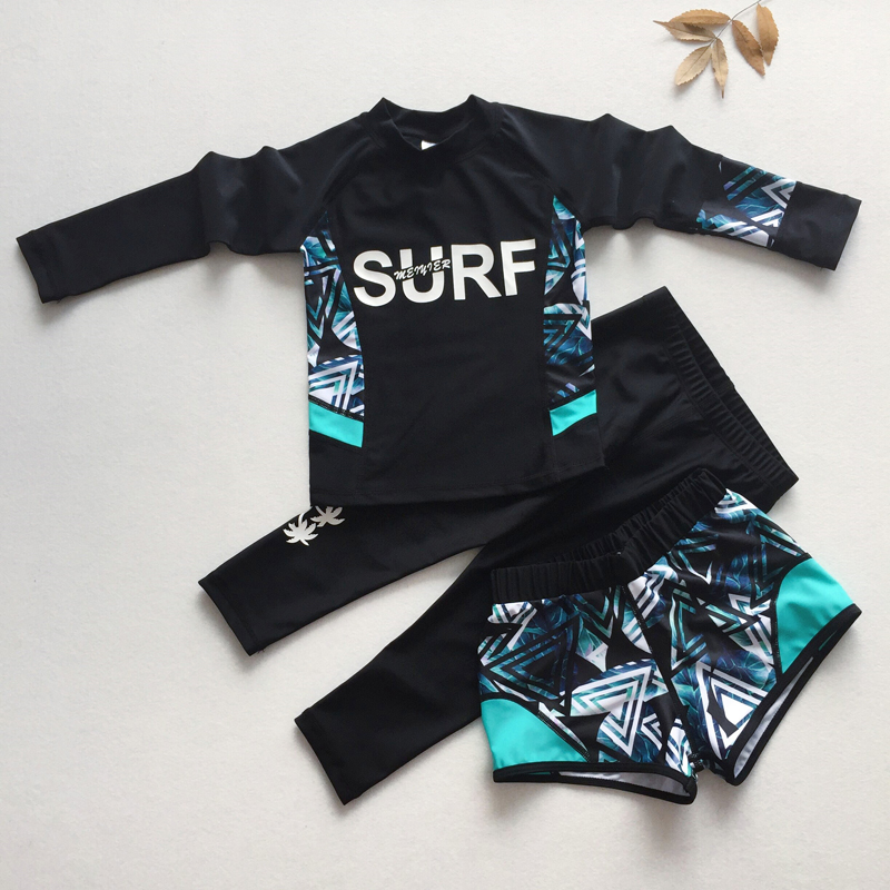 出口亲子泳衣母女温泉速干长袖分体中大童女孩男童潜水服一家四口