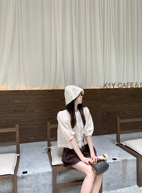 珍珍家花与爱丽丝重工立体刺绣花朵温柔显瘦中袖衬衫2026夏季新款