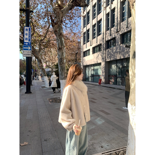 Zzhen珍珍 双色金貂染尖矜贵感宽松气质新款环保皮草外套狐狸毛领