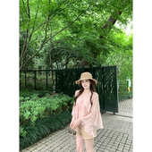 珍珍家 v领防晒两件套慵懒仙气千金感 花漾姐姐韩系温柔纯欲雪纺衫