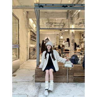 保暖宽松外套女 珍珍家双面穿羊羔毛宽松棉服简约通勤冬季 现货