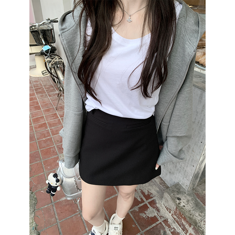 珍珍家 德加学院气质显瘦好版型毛呢西装半身裙秋冬短款百搭半裙