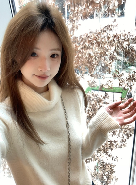 Zzhen珍珍 软糯柔软舒适浣熊绒羊毛高领针织毛衣秋冬新款保暖上衣