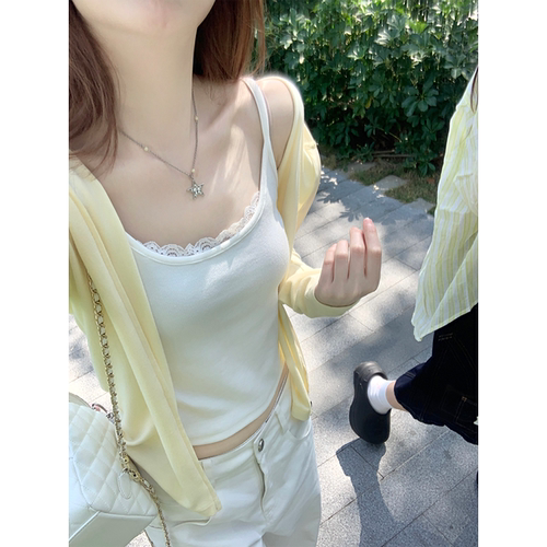 Zzhen偏爱柔软百搭亲肤蕾丝花边少女纯欲吊带背心新款打底上衣