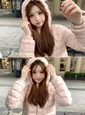 珍珍家 雪中告白轻盈泡芙小奶包90白鸭绒连帽排骨羽绒服显瘦保暖