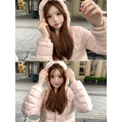 珍珍家 雪中告白轻盈泡芙小奶包90白鸭绒连帽排骨羽绒服显瘦保暖