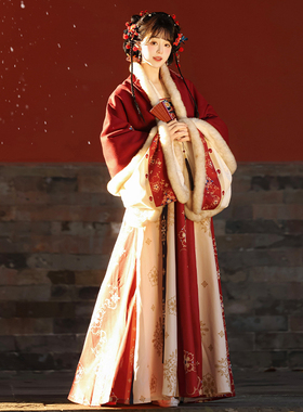 瑶台月下原创汉服女【花采云】唐制齐胸一片式襦裙对襟上衣冬新款