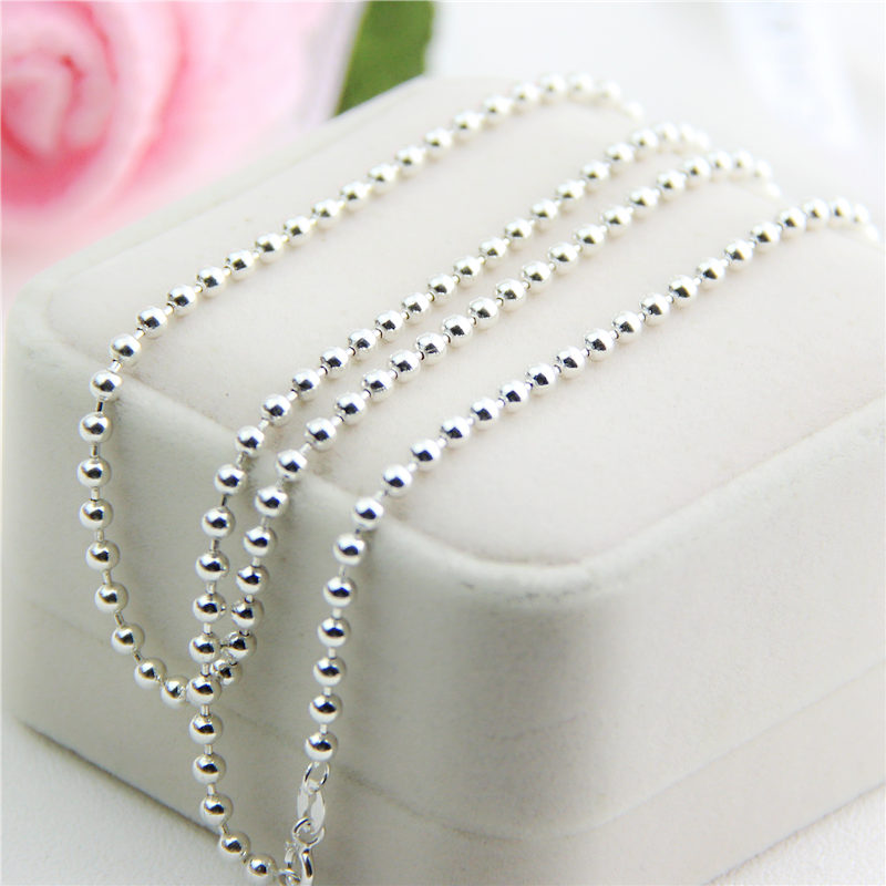 S925純銀項鏈女款毛衣鏈 長款珠珠鏈 圓珠鏈2-3MM 無吊墜裸鏈配鏈