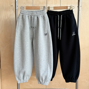 子2025新款 裤 韩版 中大童洋气休闲裤 童装 儿童百搭束脚长裤 男童秋季