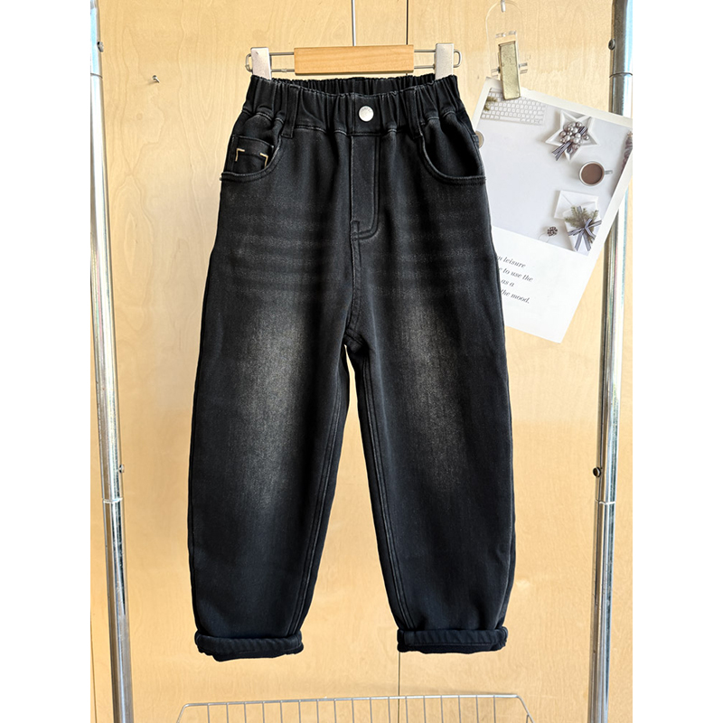 男童加绒牛仔裤冬季2025新款