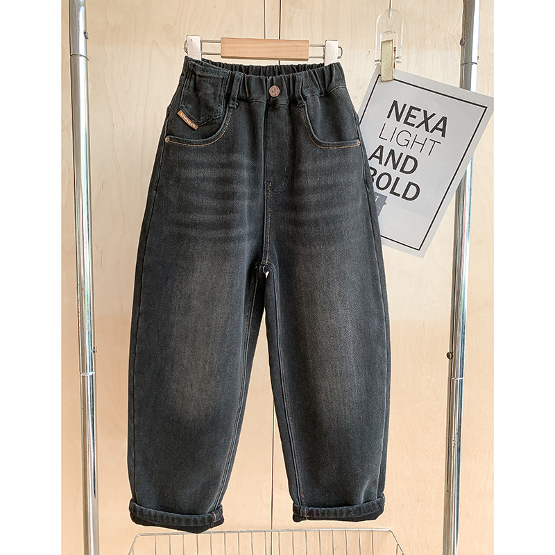 男童加绒牛仔裤2024冬款