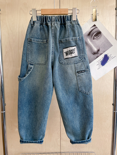 童装男童春款裤子2026新款韩版中大童蓝色牛仔裤2儿童帅气长裤3潮