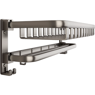 毛巾架免打孔卫生间置物架浴室架子枪灰太空铝挂件一体壁挂浴巾架