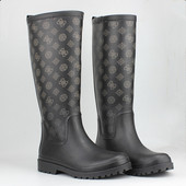 防水胶靴保暖秋冬季 款 时尚 美风品牌GU@ES女士靴子橡胶雨鞋 女款 靴