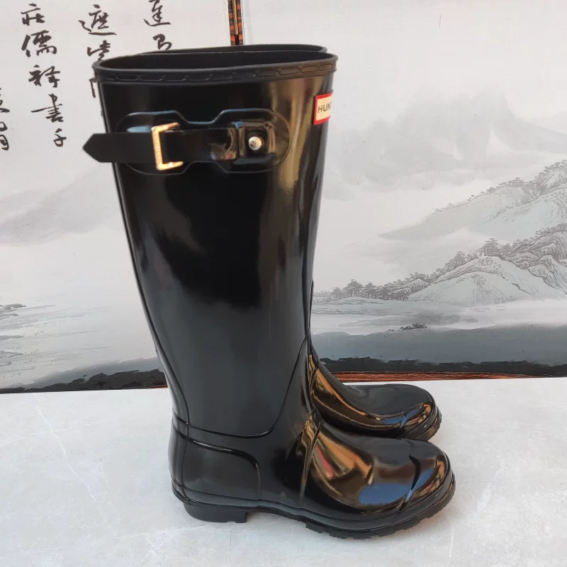 原版亨特雨靴女款高筒靴防水防滑防耐磨雨鞋橡胶材质