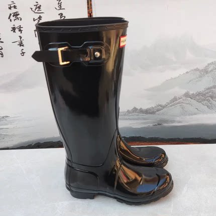 原版亨特雨靴女款高筒靴防水防滑防耐磨雨鞋橡胶材质