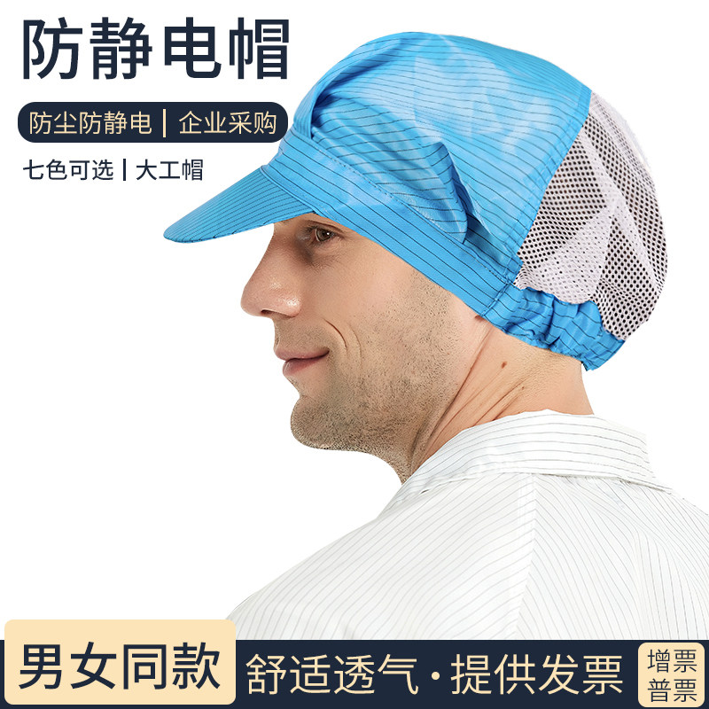 速发静防电大工帽防尘透气无尘帽尘子厂无电车间防护网帽男款