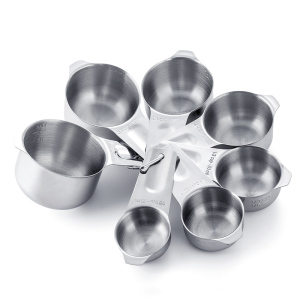 304不锈钢7件套装量勺量匙烘焙工具量杯带刻度计量杯厨房盐勺克勺