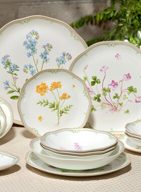 韩国原装进口zenhankook 花园大门瓷器餐具套装骨瓷盘子碟子碗