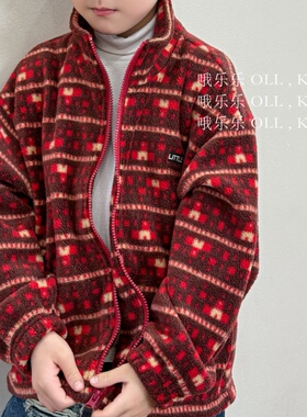 OLL【高定】秋冬儿童喜庆红色过年元旦摇粒绒内胆保暖绒衣抗静电6