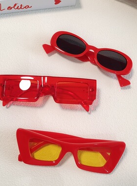 红色系复古不规则墨镜男女墨镜