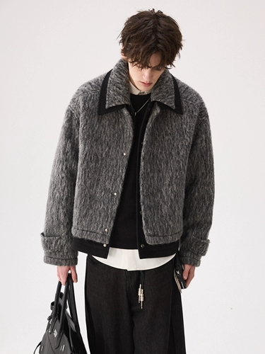 CHICERRO Сицилийская мужская светлая роскошная серая куртка с двойным воротником контрастного цвета, короткая шерстяная куртка из двух частей, мужская красивая