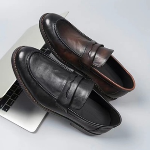 实木鞋 商务休闲真皮男透气猪皮内里男鞋 底防滑 男士 头层牛皮秋冬季