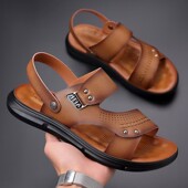 沙滩鞋 夏季 凉拖两用2026新款 真皮潮流软底男鞋 男士 休闲防滑鞋 凉鞋