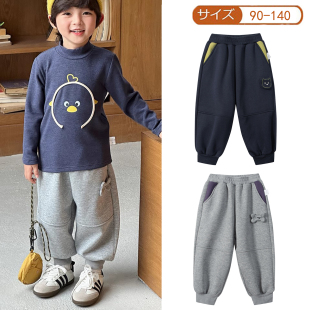 宝宝宽松一体绒裤 男童女童加绒运动卫裤 子 儿童加绒长裤 25秋冬新款