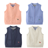 出口日系千趣男女童春秋款 纯棉毛圈马甲儿童幼儿园坎肩拉链背心
