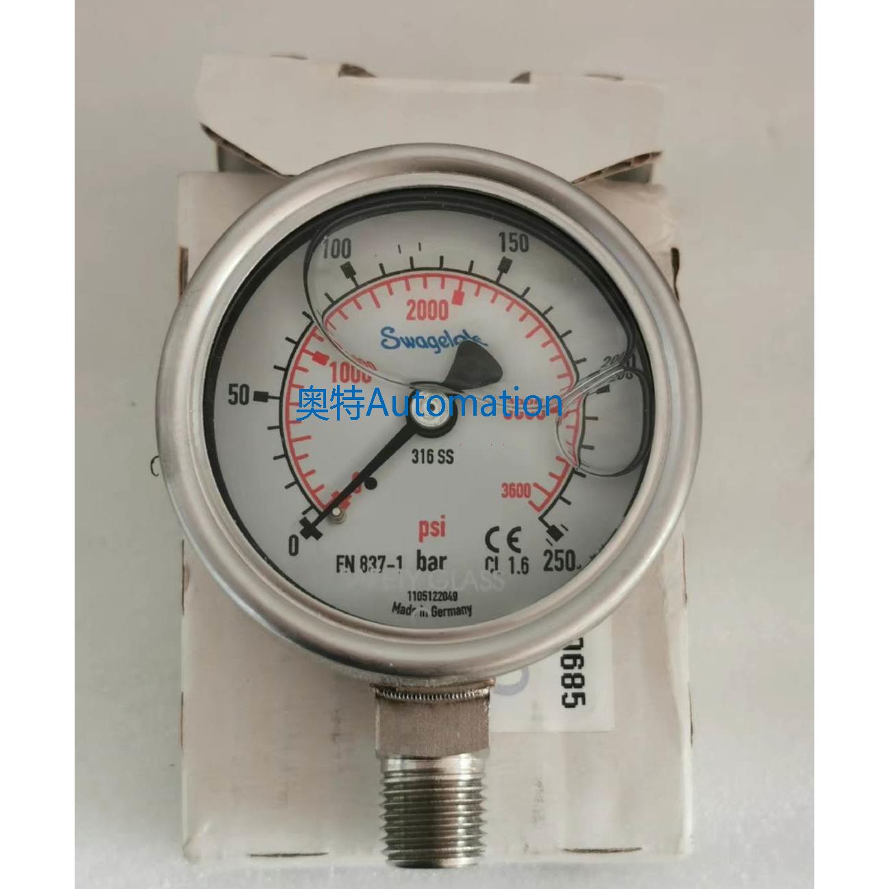 世伟洛克 PGI-63B-BG6-LA01 压力表 量程0-3600psig 全新原装议价